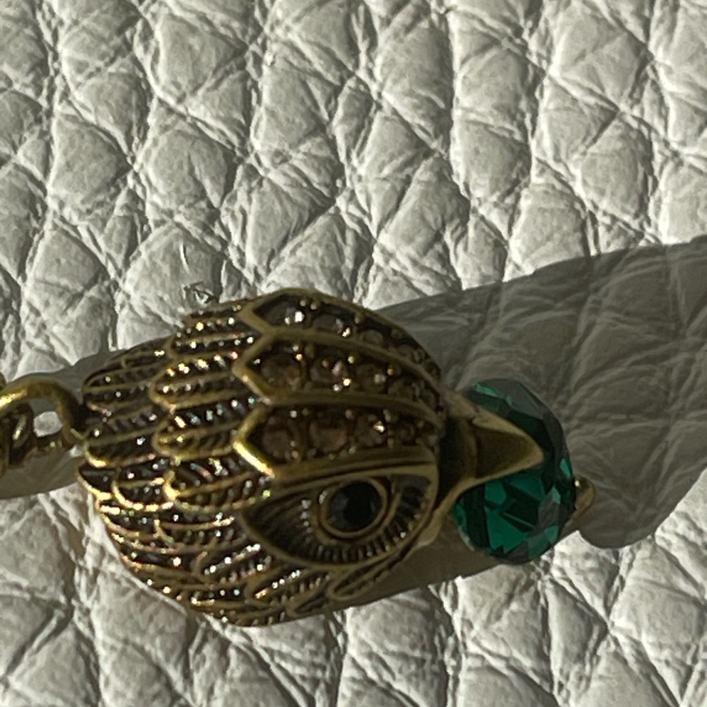 Kurt Geiger London Eagle Pendant Necklace — NWT -Vintage Gold —emerald Accent